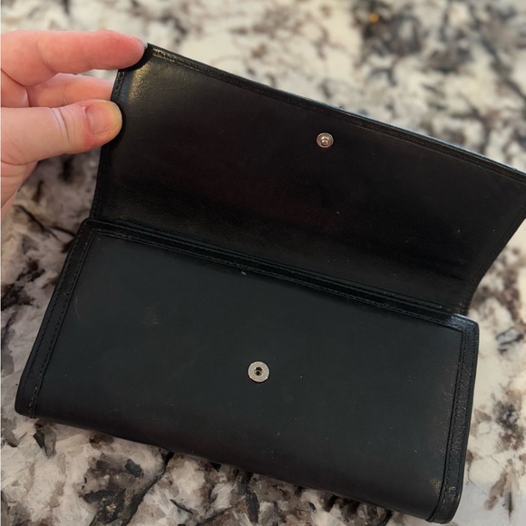Vintage Coach Black Stitch Leather Tri Fold Wallet Removable Checkbook - Picture 3 of 10